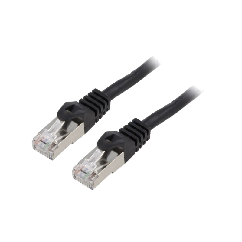 Patch cord; F/UTP; 6; litat; CCA; PVC; negru; 1m; 26AWG; Fire: 8; 1buc.