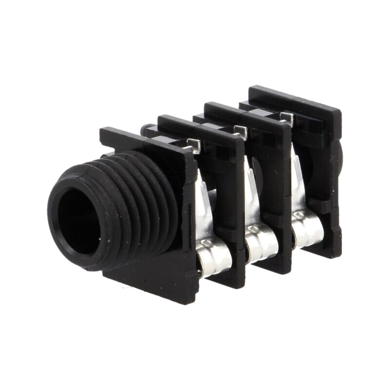 Conector: Jack 6,3mm; soclu; mamă; stereo,cu întrerupător triplu