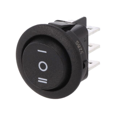 ROCKER; DP3T; Poz: 3; ON-OFF-ON; 10A/250VAC; neagră; fără; MR-3; 20mΩ
