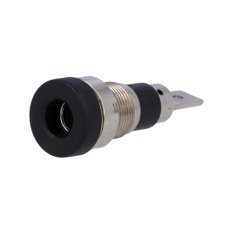 Conector: banană 4mm; soclu; 24A; 60VDC; neagră; nichelat; pe panou