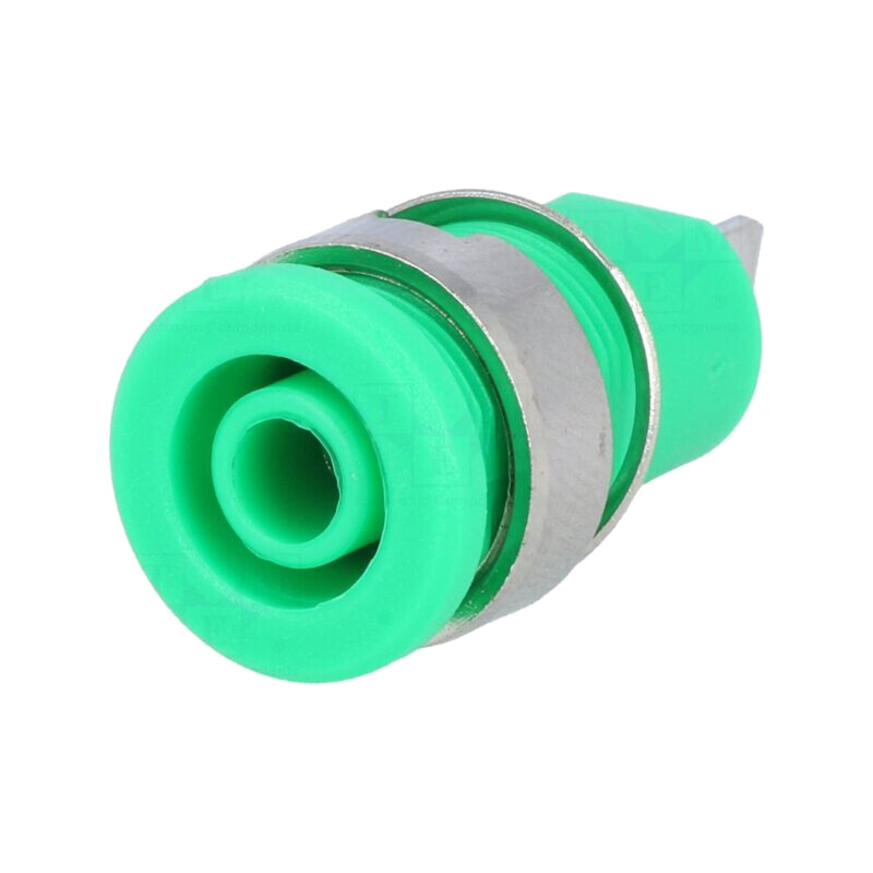 Conector: banană 4mm; soclu; 32A; verde; nichelat; pe panou; 23,5mm
