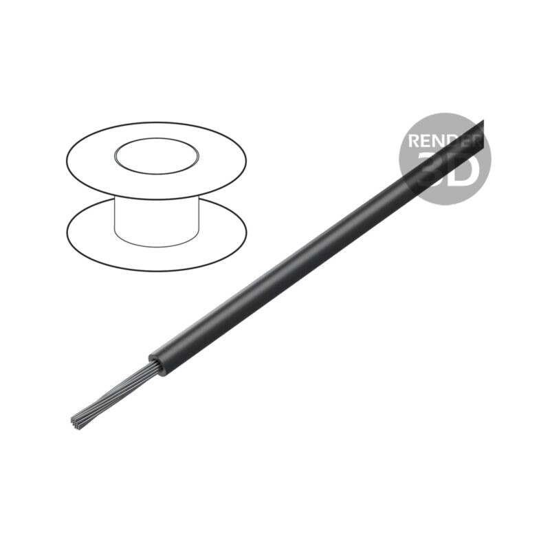 Cablu; HELUFLON® FEP-6Y; 1x0,5mm2; litat; Cu; FEP; negru; 600V Cablu; HELUFLON® FEP-6Y; 1x0,5mm2; litat; Cu; FEP; negru; 600V