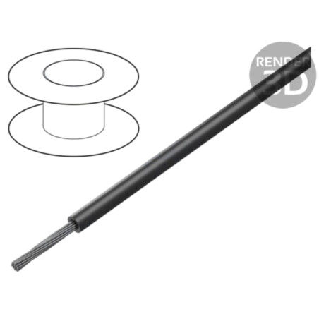 Cablu; HELUFLON® FEP-6Y; 1x0,5mm2; litat; Cu; FEP; negru; 600V