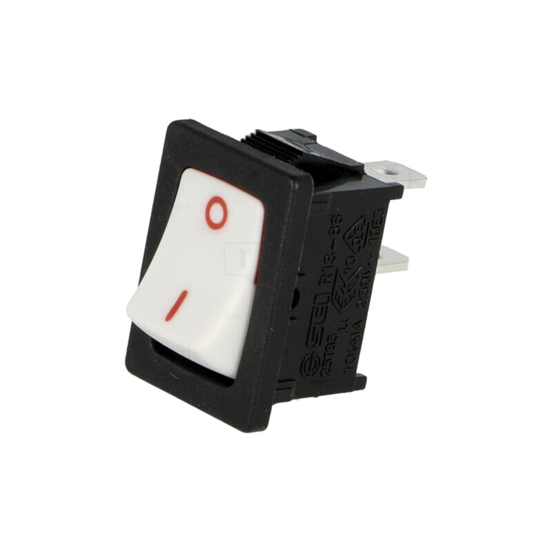 ROCKER; SPST; Poz: 2; ON-OFF; 10A/250VAC; albă-roşie; fără; 50mΩ