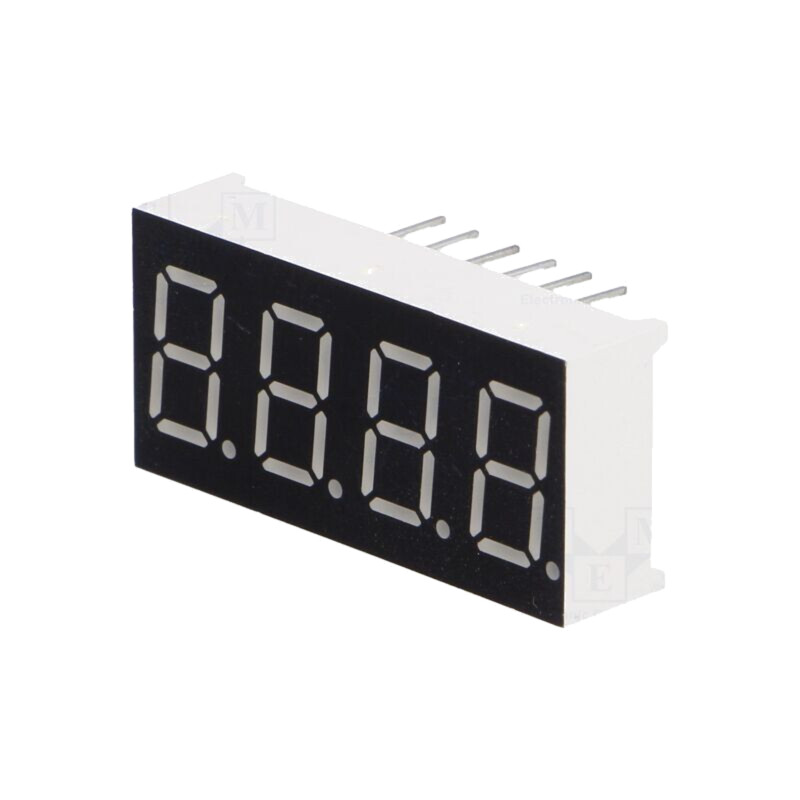 Afişaj: LED; cu 7 segmente; 9,14mm; 0,36"; Nr.car: 4; verde; 4,6mcd