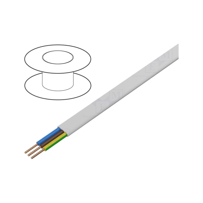 Cablu; YDY; 3G1mm2; plată; sârmă; Cu; PVC; alb; 300V,500V; 100m