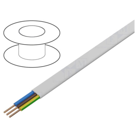 Cablu; YDY; 3G1mm2; plată; sârmă; Cu; PVC; alb; 300V,500V; 100m