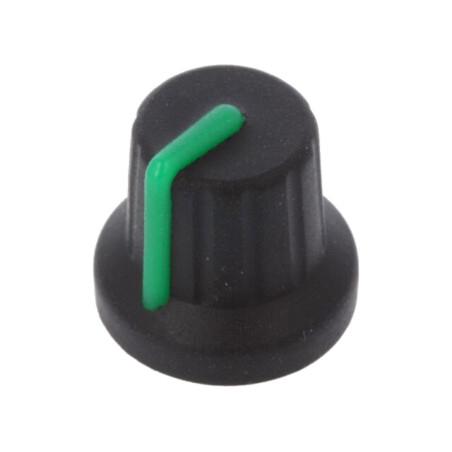Buton rotativ; cu indicator; gumă,plastic; Øax: 6mm; Ø16x15,1mm