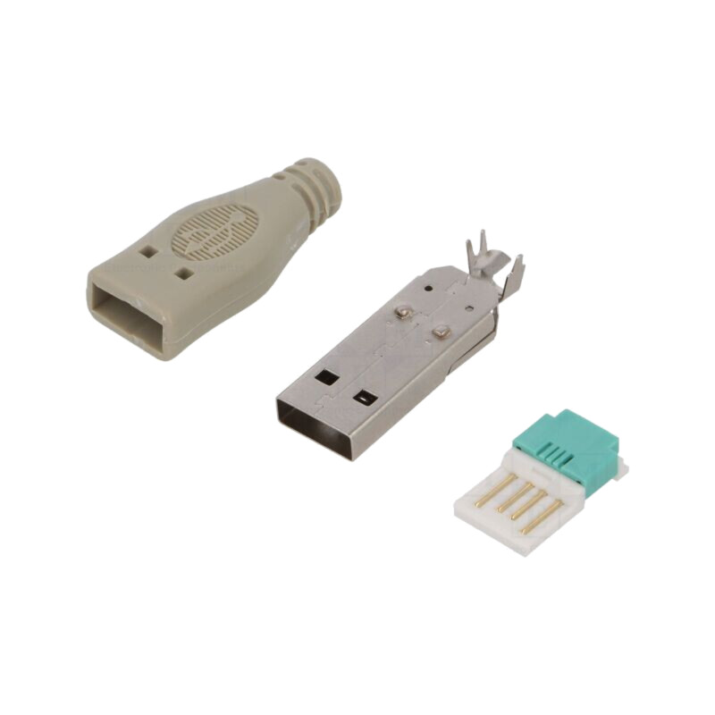 Conector: USB A; mufă; tată; pe cablu; fără unelte; PIN: 4; drept Conector: USB A; mufă; tată; pe cablu; fără unelte; PIN: 4; drept