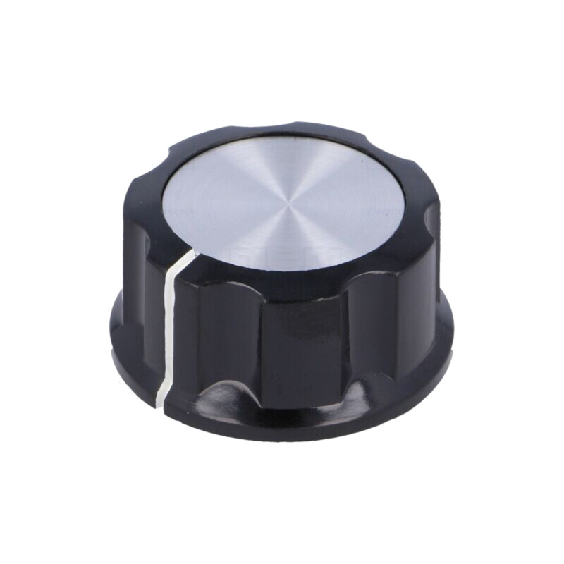 Buton rotativ; cu flanşă; bachelită; Øax: 6,35mm; Ø29,6x16mm Buton rotativ; cu flanşă; bachelită; Øax: 6,35mm; Ø29,6x16mm