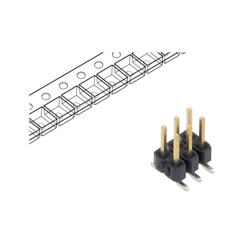 Conector: şiruri pini; tată; PIN: 6; 2,54mm; aurit; SMT; şir pini