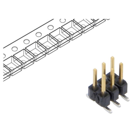 Conector: şiruri pini; tată; PIN: 6; 2,54mm; aurit; SMT; şir pini