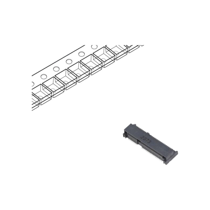 Conector: PCI Express mini; orizontală; SMT; aurit; PIN: 52; 0,5A