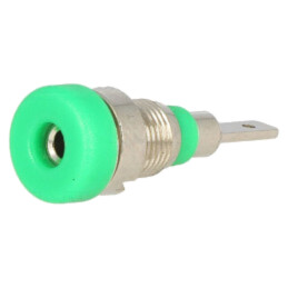 Conector: banană 2mm; soclu; 10A; 23mm; verde; pe panou,înşurubare