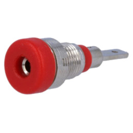 Conector: banană 2mm; soclu; 10A; 23mm; roşie; pe panou,înşurubare