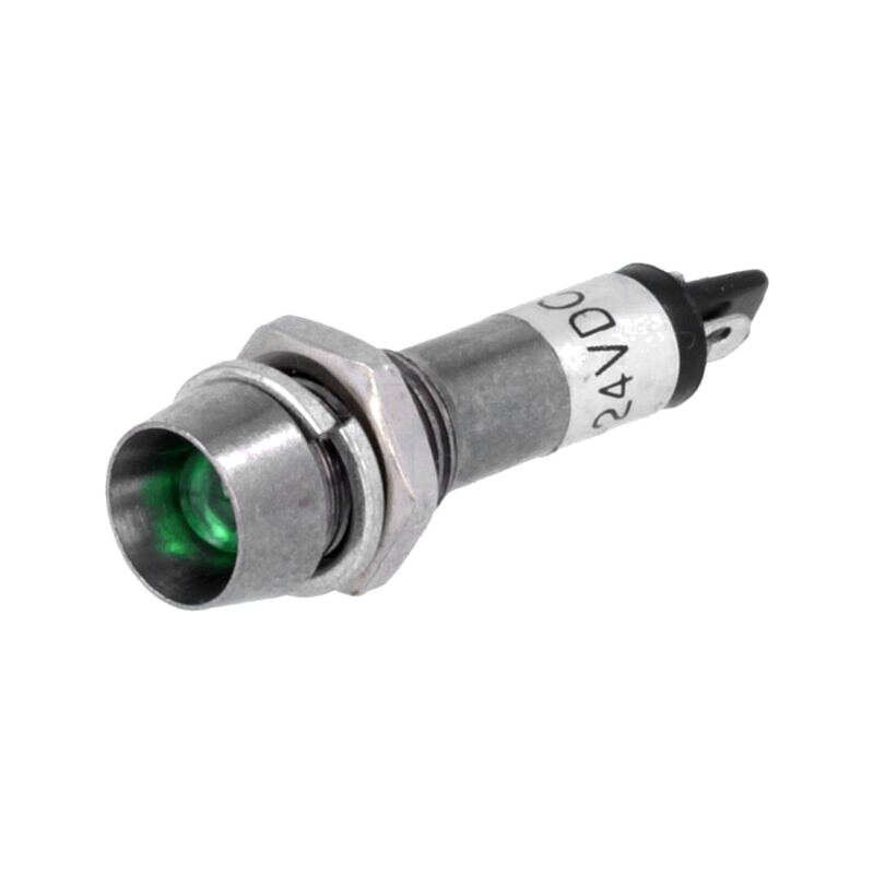 Lampă de control: LED; concav; verde; 24VDC; Ø8,2mm; IP40; pt.lipit