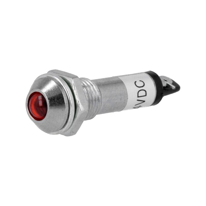 Lampă de control: LED; convex; roşie; 24VDC; Ø8,2mm; IP40; pt.lipit