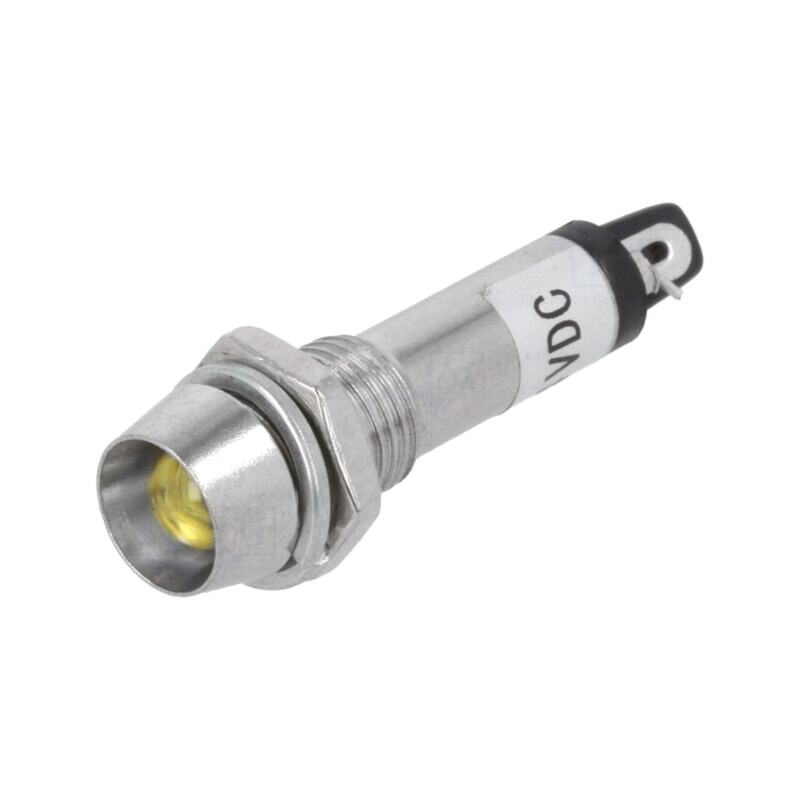 Lampă de control: LED; concav; galbenă; 24VDC; Ø8,2mm; IP40; metal