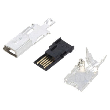 Conector: USB B mini; mufă; UX; pe cablu; lipire; PIN: 5; drept; tavă