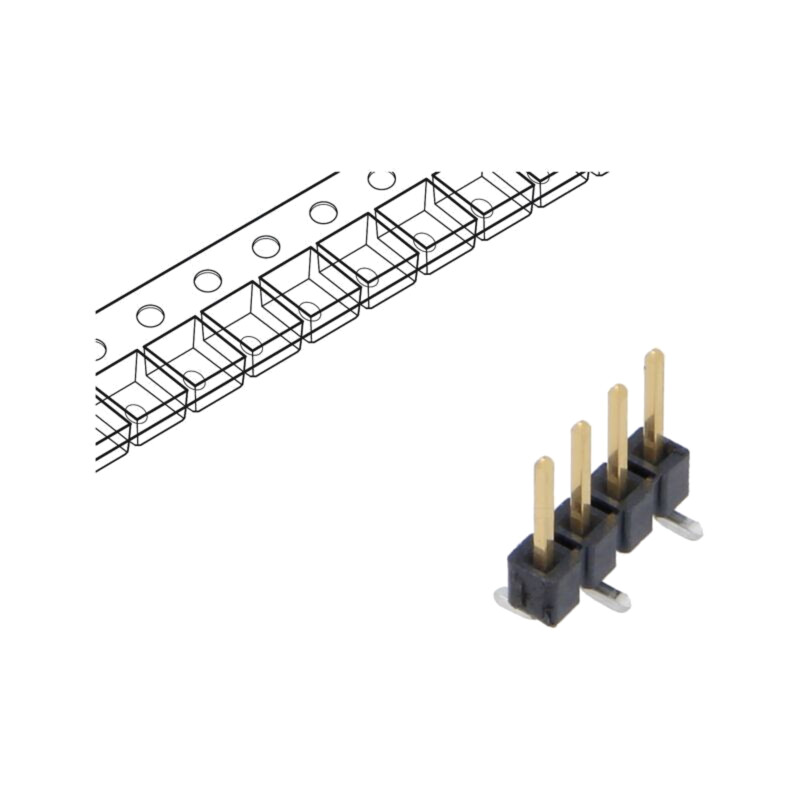 Conector: şiruri pini; tată; PIN: 4; 2,54mm; aurit; SMT; şir pini