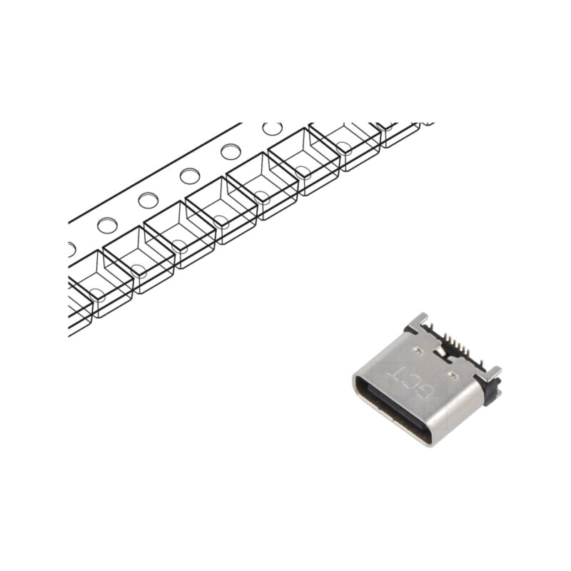 Conector: USB C; soclu; SMT; PIN: 16; verticală; top board mount