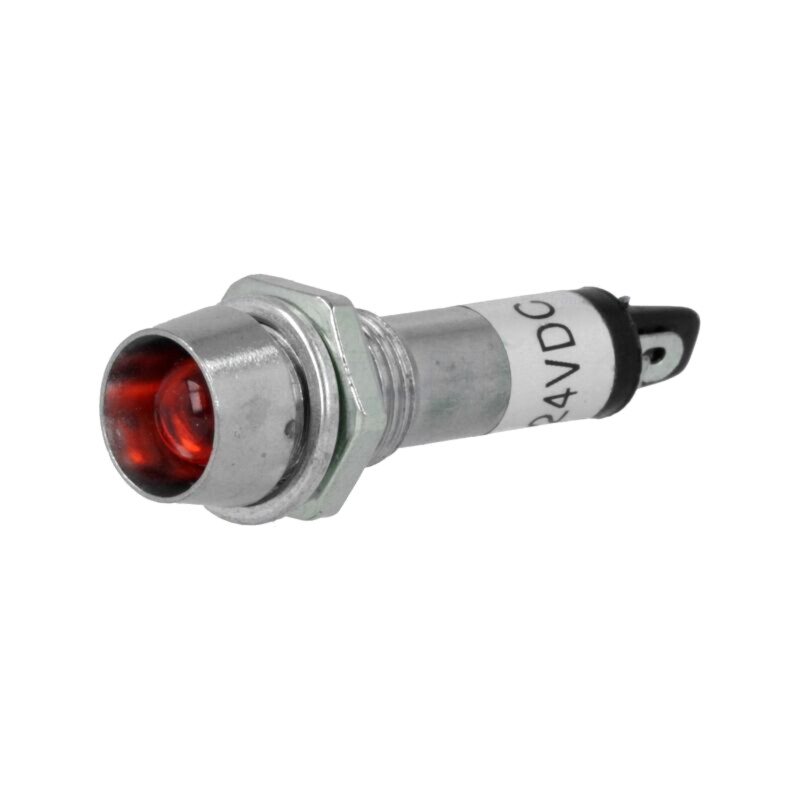Lampă de control: LED; concav; roşie; 24VDC; Ø8,2mm; IP40; pt.lipit