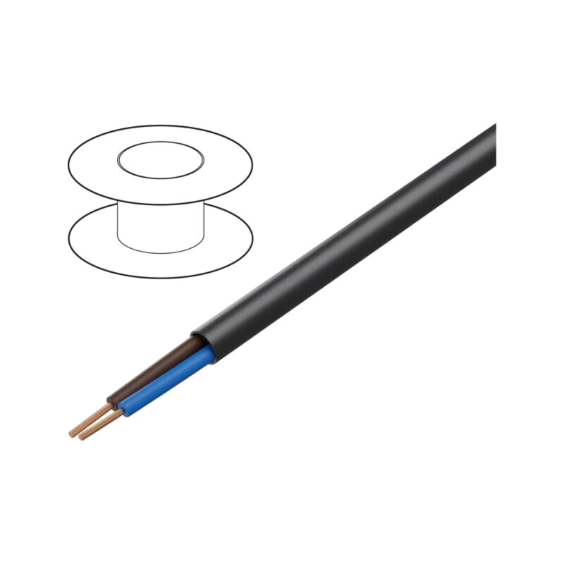 Cablu; H03VV-F; 2x0,75mm2; litat; Cu; PVC; negru; 300V; Clasa: 5