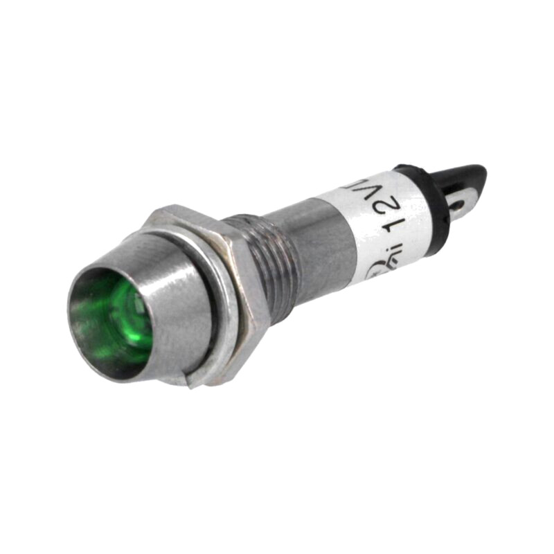 Lampă de control: LED; concav; verde; 12VDC; Ø8,2mm; IP40; pt.lipit