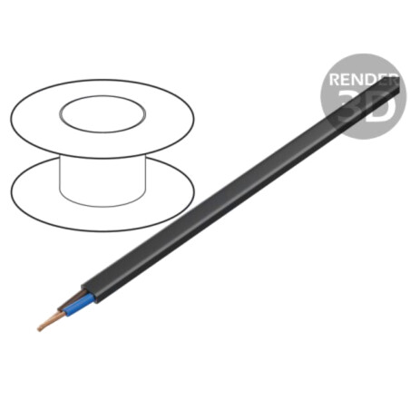 Cablu; H03VVH2-F,OMY; 2x0,75mm2; plată; litat; Cu; PVC; negru; 300V