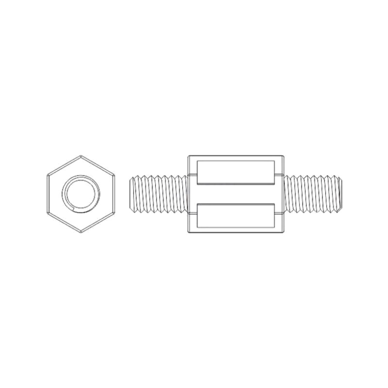 Piuliţă-distanţieră filetată; 15mm; Filet ext: M8; hexagonală