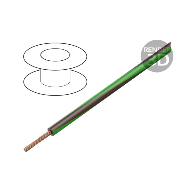 Cablu; H05V-K,LgY; litat; Cu; 0,75mm2; PVC; maro-verde; 300V,500V