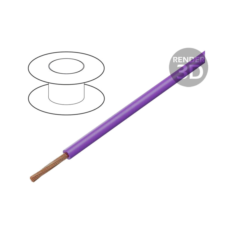 Cablu; FLRY-B; 1x1,5mm2; litat; Cu; PVC; violet; 60V; 100m; Clasa: 5