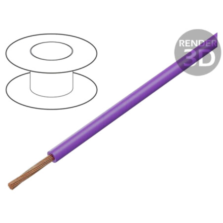 Cablu; FLRY-B; 1x1,5mm2; litat; Cu; PVC; violet; 60V; 100m; Clasa: 5