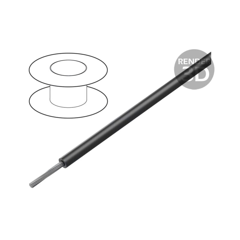 Cablu; SiF; 1x1,5mm2; litat; Cu; silicon; negru; -60÷180°C; 100m