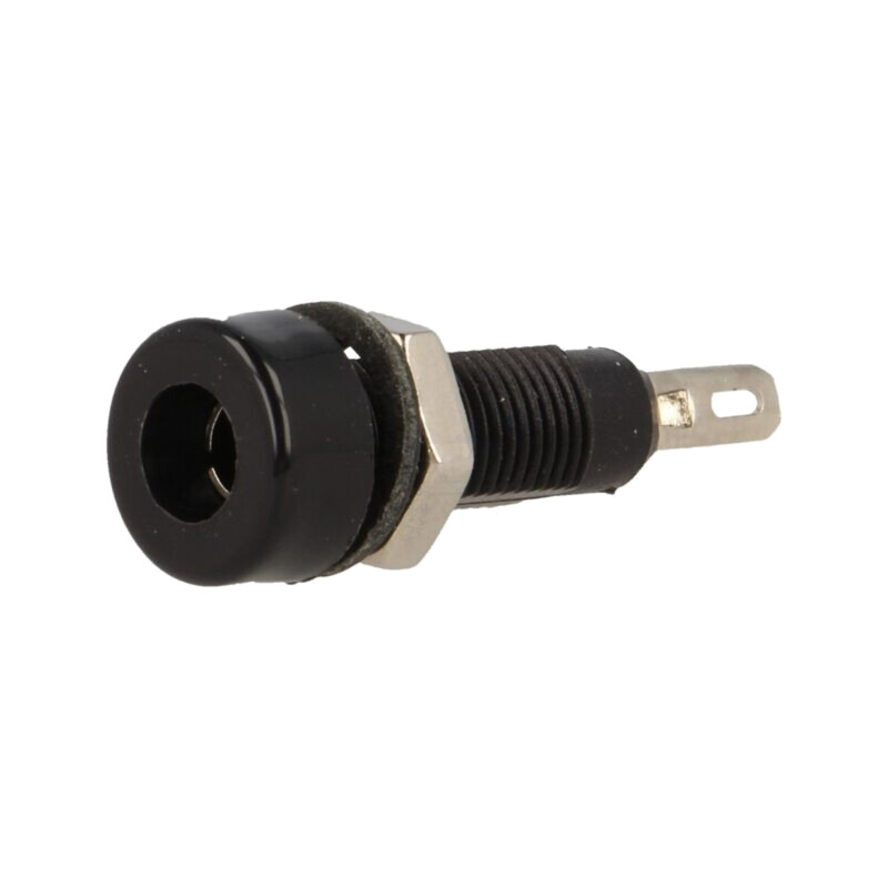 Conector: banană 4mm; soclu; 10A; 60VDC; neagră; nichelat; -10÷80°C