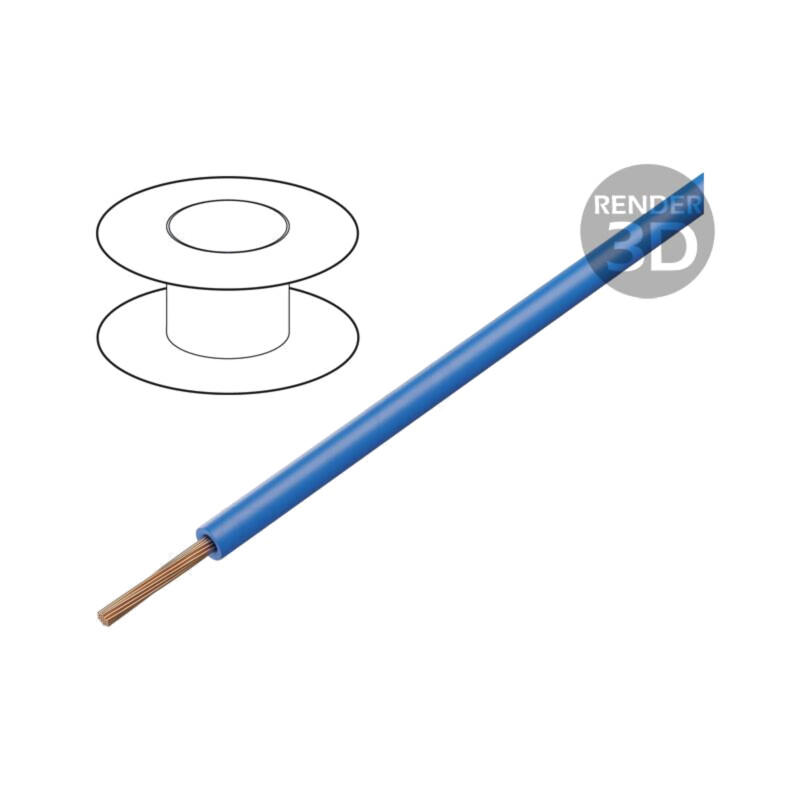 Cablu; SiF; 1x1mm2; litat; Cu; silicon; albastru; -50÷180°C; Clasa: 5