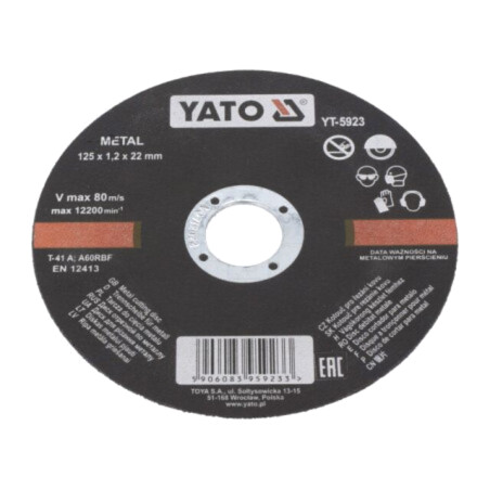 Disc de tăiere; Ø: 125mm; Øorif: 22mm; Gr.disc: 1,2mm; metal,oţel