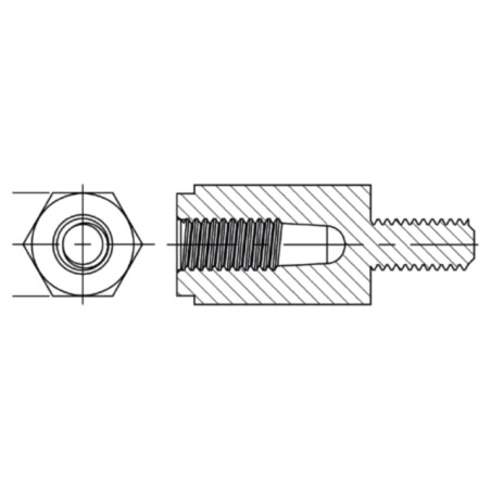 Manşon distanţier; hexagonală; poliamidă 66; M4; M4; Lung: 20mm