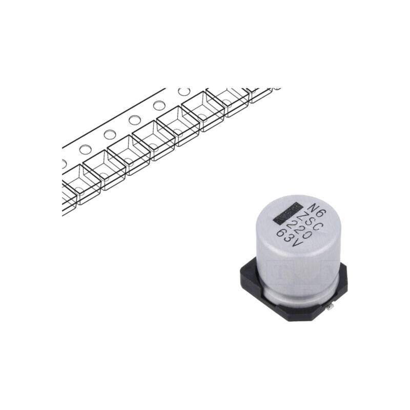 Condensator: electrolitic; low ESR; SMD; 220uF; 63VDC; ±20%
