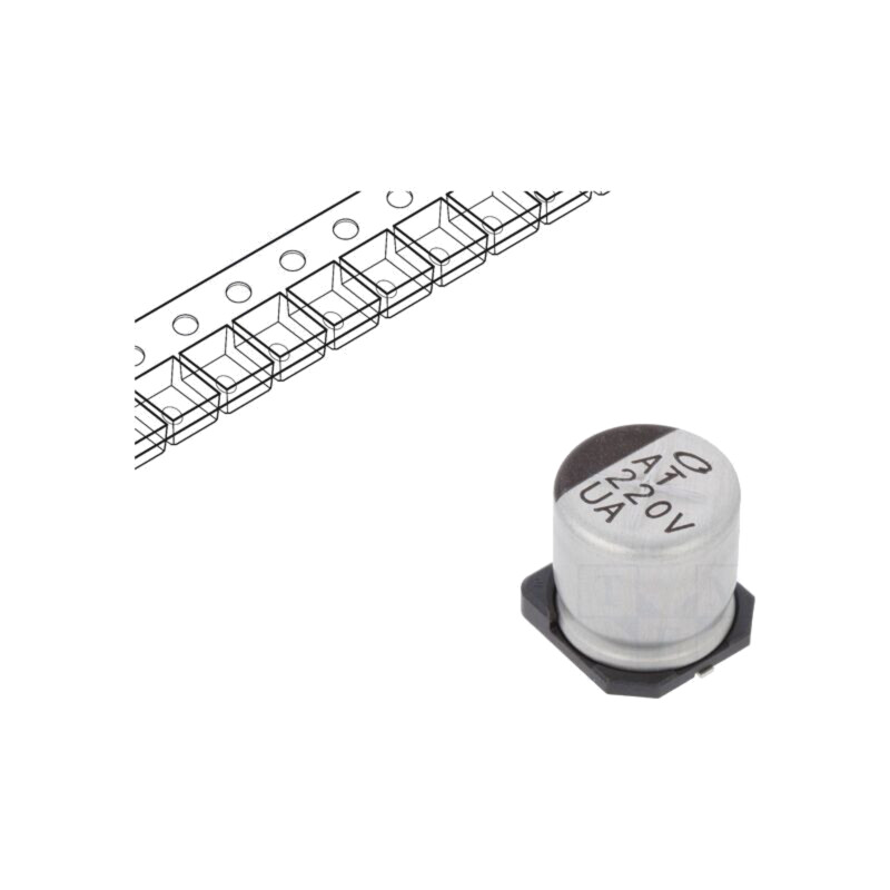 Condensator: electrolitic; SMD; 220uF; 35VDC; Ø10x10mm; ±20%; 5000h