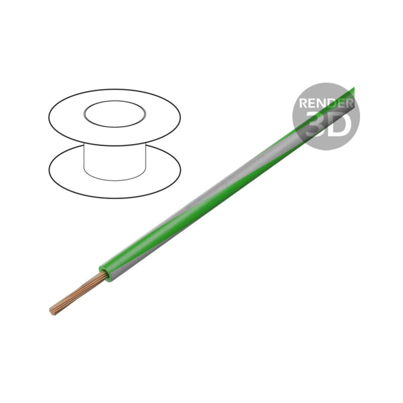 Cablu; H05V-K,LgY; litat; Cu; 0,35mm2; PVC; verde-gri; 300V,500V