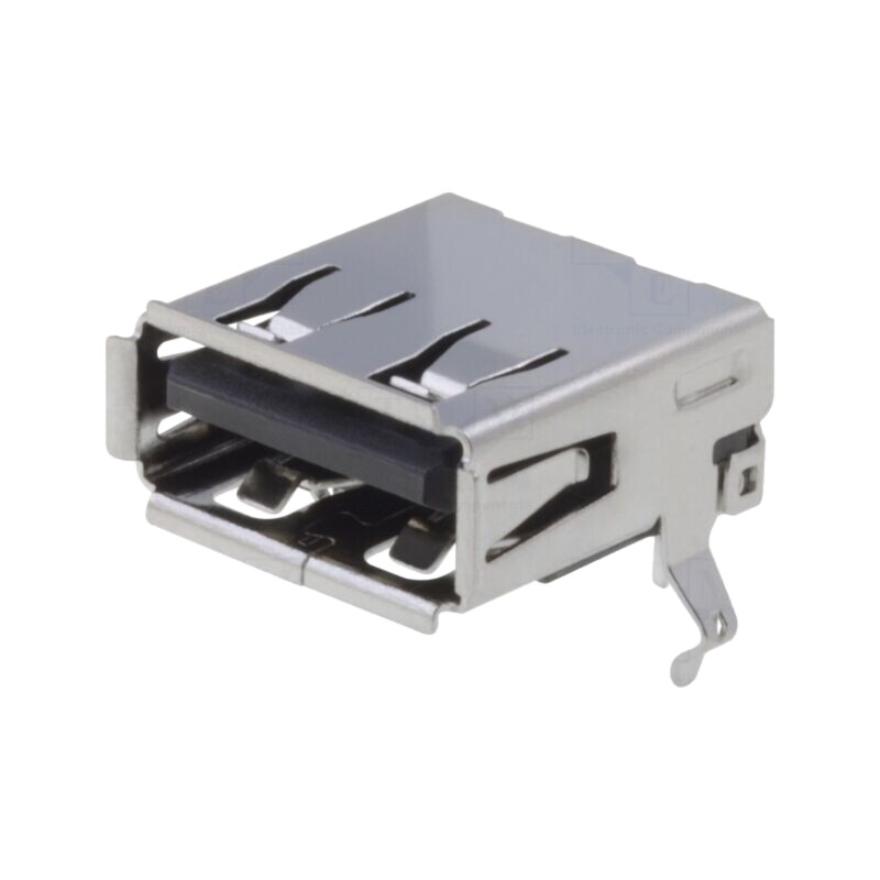 Conector: USB A; soclu; THT; în unghi 90°; USB 2.0; aurit