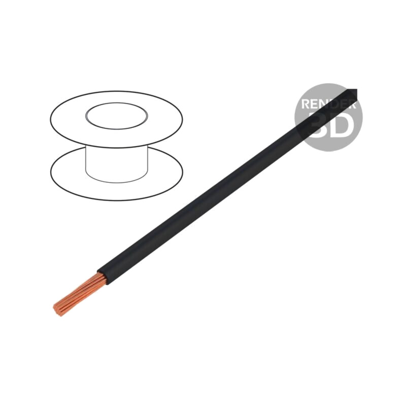 Cablu; H05V-K; litat; Cu; 0,75mm2; PVC; negru; 300V,500V; 250m