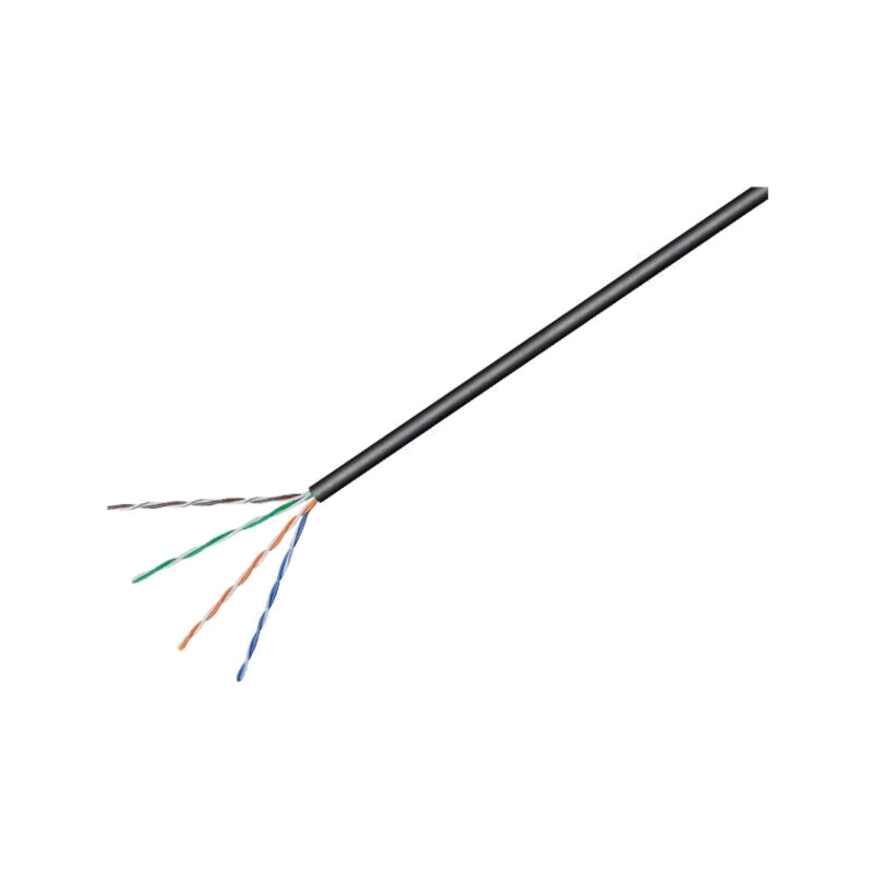 Cablu; U/UTP; 4x2x24AWG; 5e; la exterior; sârmă; CCA; PE; negru; 100m
