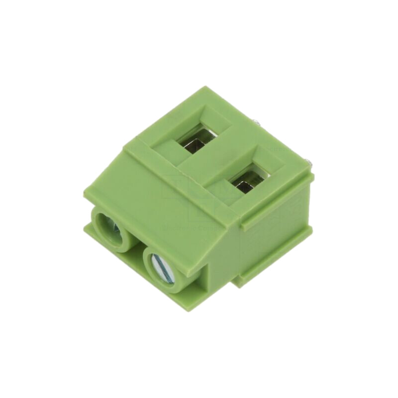 Regletă de conexiuni pt.PCB; în unghi 90°; 7,5mm; piste: 2; verde Regletă de conexiuni pt.PCB; în unghi 90°; 7,5mm; piste: 2; verde