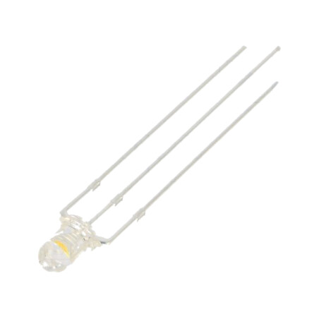 LED; 3mm; roşu/alb cald; 30°; Parte frontală: convex; Nr.term: 3