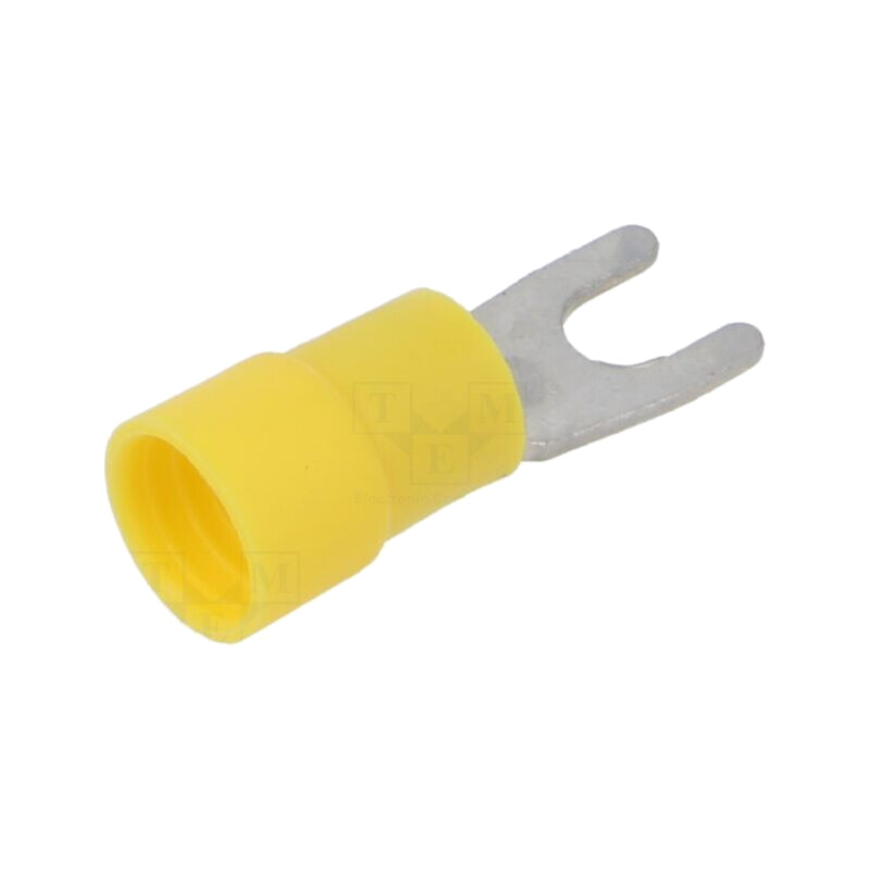 Vârf: furcă; M4; 4÷6mm2; crimpat; pe cablu; izolată; cositorit