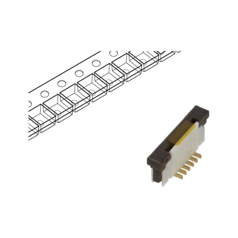 Conector: FFC/FPC; verticală; PIN: 6; ZIF; SMT; 125V; 1A; gold flash