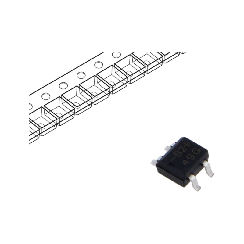 Punte redresoare: monofazat; Urmax: 200V; If: 0,5A; Ifsm: 30A; SMT