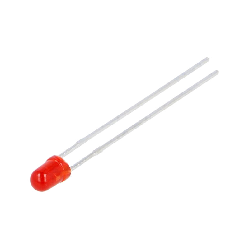 LED; 3mm; roşie; 2÷4mcd; 60°; Parte frontală: convex; Nr.term: 2 LED; 3mm; roşie; 2÷4mcd; 60°; Parte frontală: convex; Nr.term: 2